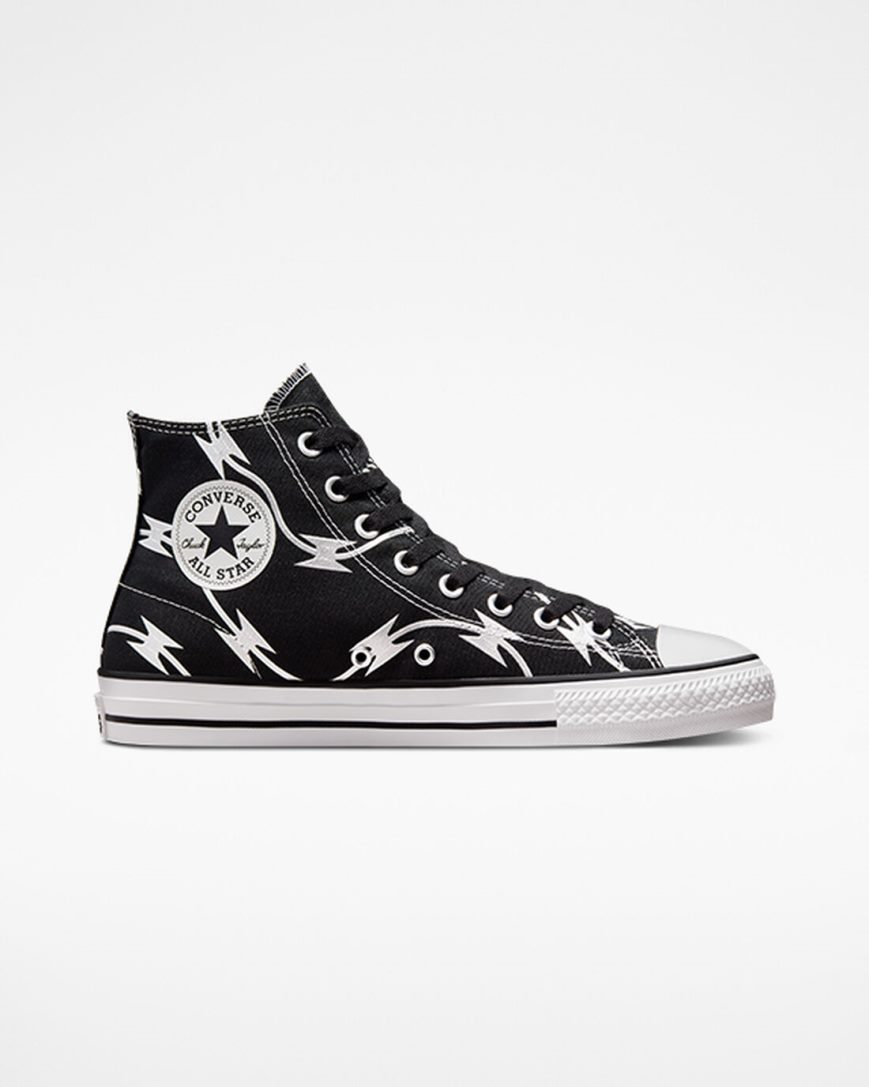 Bascheți Dama Converse CONS Chuck Taylor All Star Pro Razor Wire Negrii Argintii Albi | RO HKRFE924